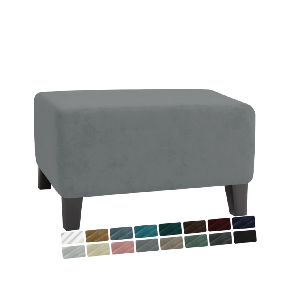 Gray Velvet Ottoman Stretch Slip Cover Size XS